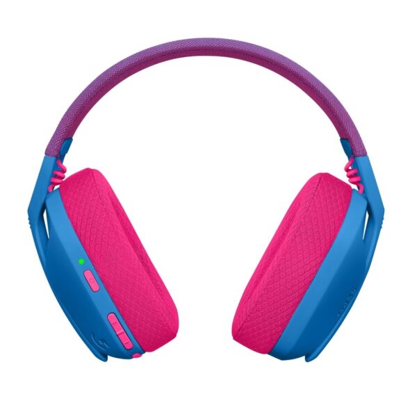 Casque sans fil Logitech G435 Bluetooth bleu, vue avant.