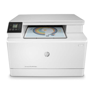 Imprimante HP LaserJet Pro M182n multifonction avec connectivité mobile.