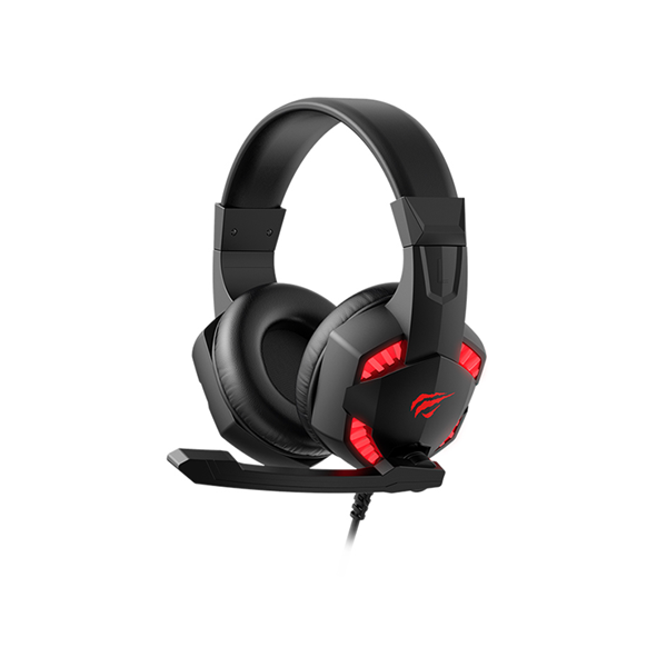 Casque gaming HAVIT 2032 avec éclairage LED et microphone flexible. Titre : HAVIT 2032 – Design futuriste et LED gaming