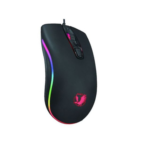 Vue de profil de la souris sans fil EXTROM avec design ergonomique noir mat