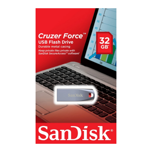 Clé USB Sandisk Cruzer Force 32GB vue de face.