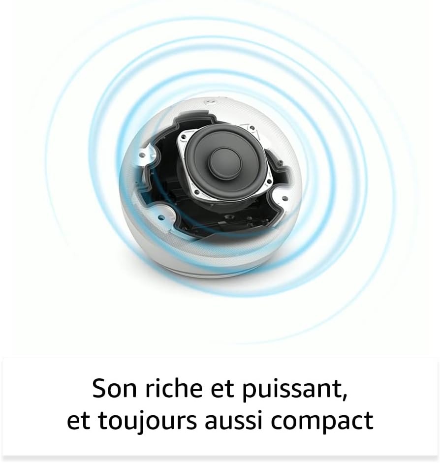 L’enceinte Echo Dot jouant de la musique avec un son puissant et immersif.