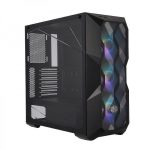 Workstation AMD Ryzen 5 5600X avec boîtier RGB et composants haute performance.