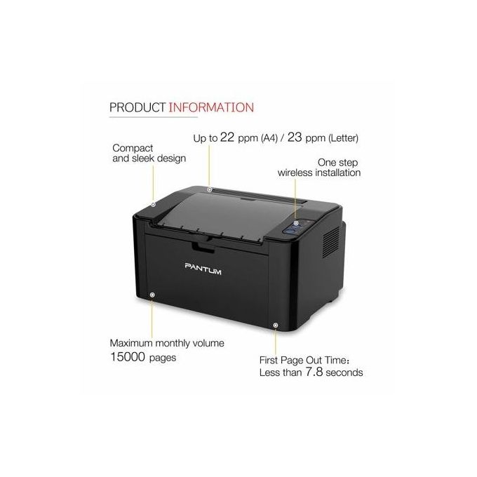 Imprimante laser compacte Pantum Superfast - P2500W - Silvergear