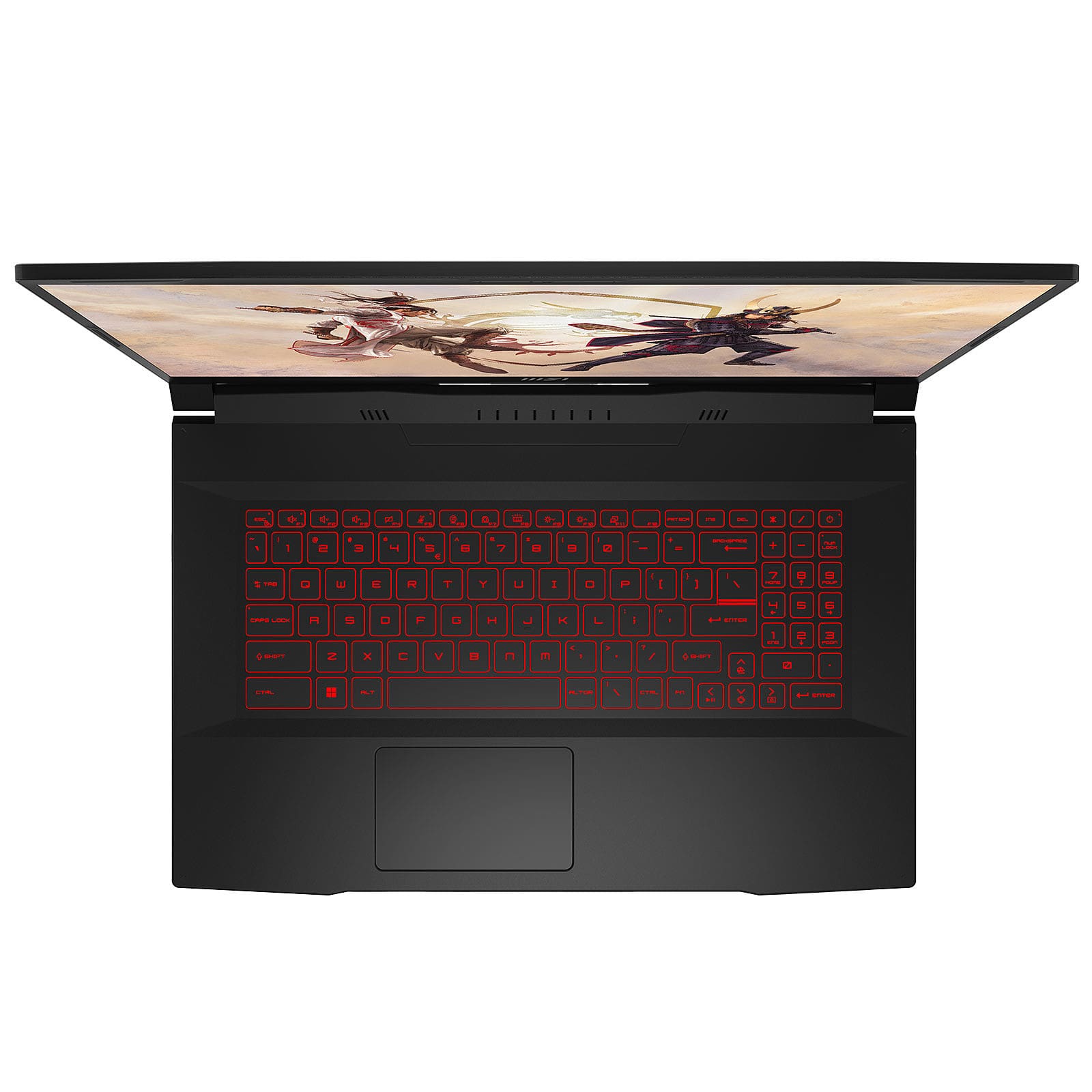 MSI GF76 Katana Laptop front view with a 17-inch Full HD display and sleek design.