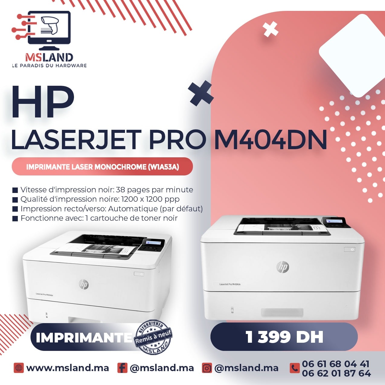 HP LaserJet Pro M203dw Imprimante Laser Noir et Blanc (28 ppm, 1200 x 1200  ppp, USB, Ethernet) : : Informatique