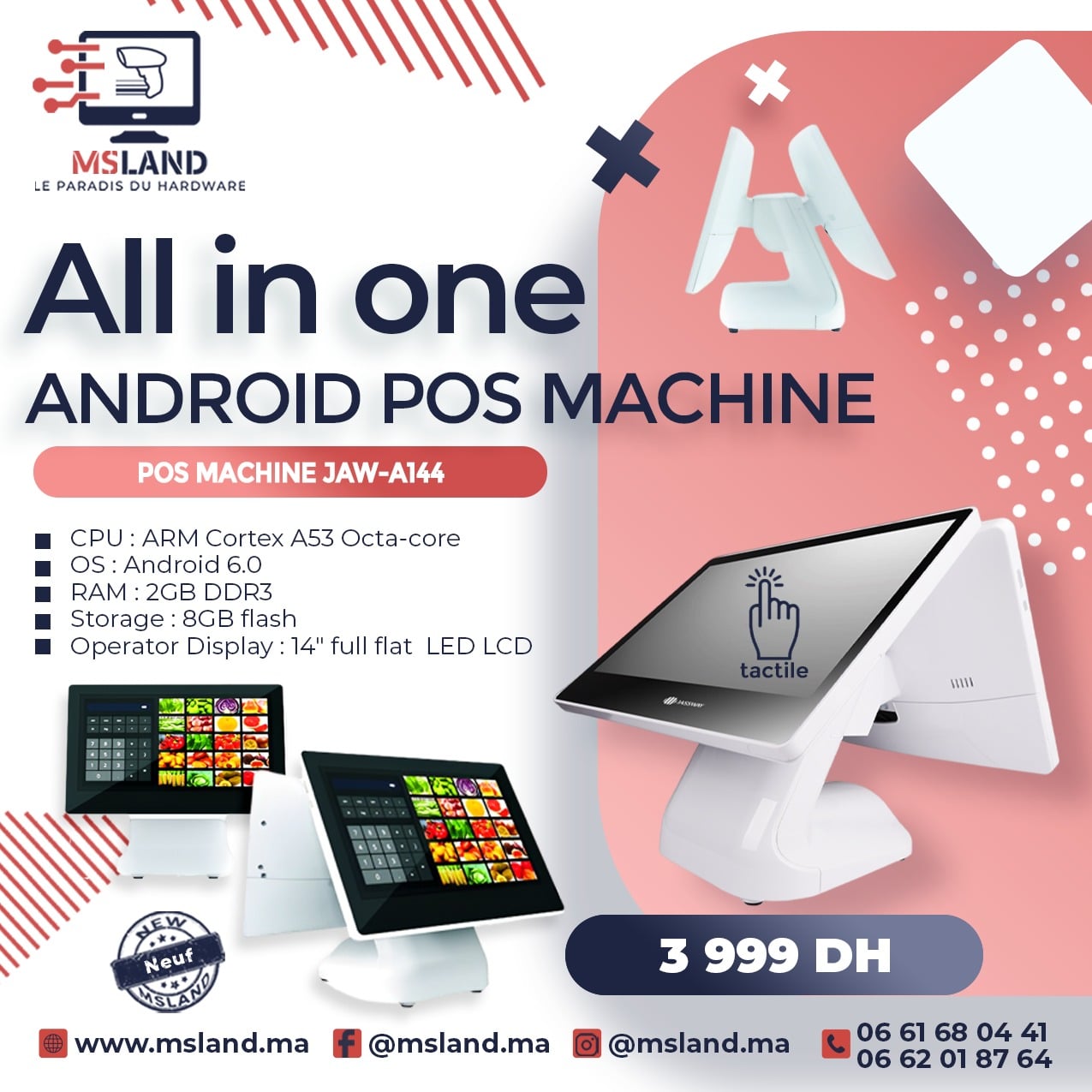 Découvrez la Caisse Tactile Enregistreuse Android POS Machine JAW-A144