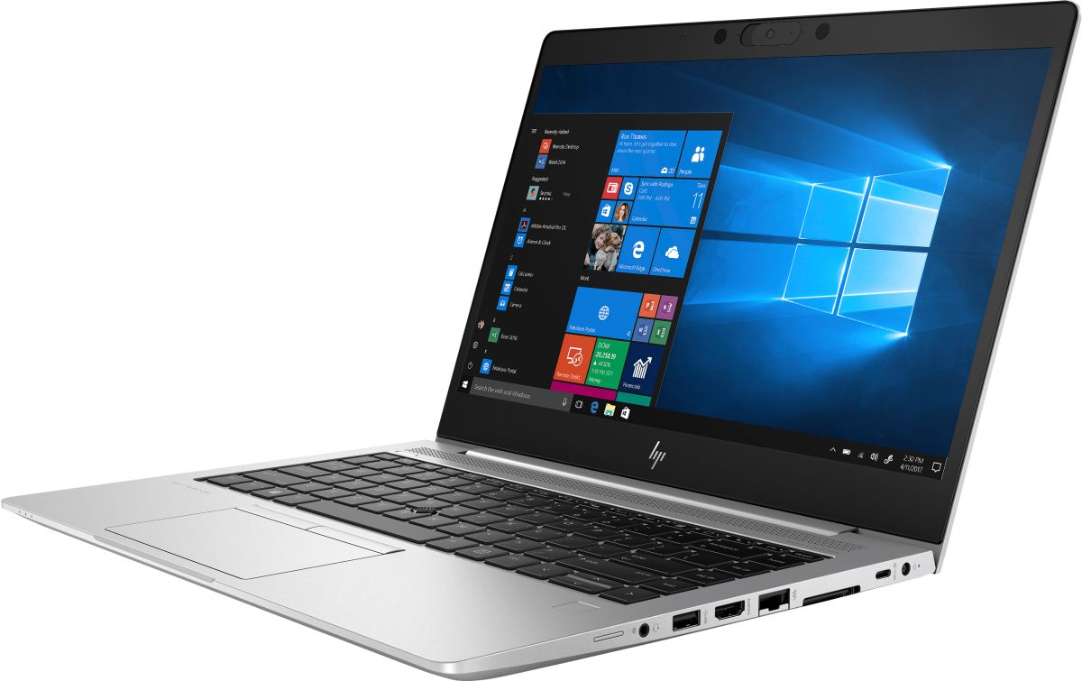 Vue du HP EliteBook x360 1040 G6 en position ordinateur portable montrant son design élégant.