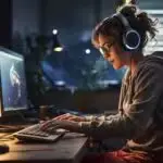 An enthusiastic person who loves computer games and holds an nvidia quadro k2000 graphics card in his hand