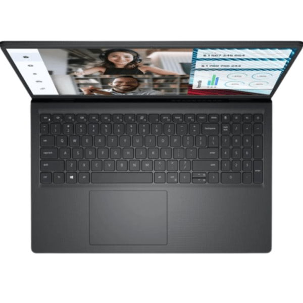 Ordinateur portable Dell Vostro 3520 ouvert avec clavier AZERTY, vue de face.