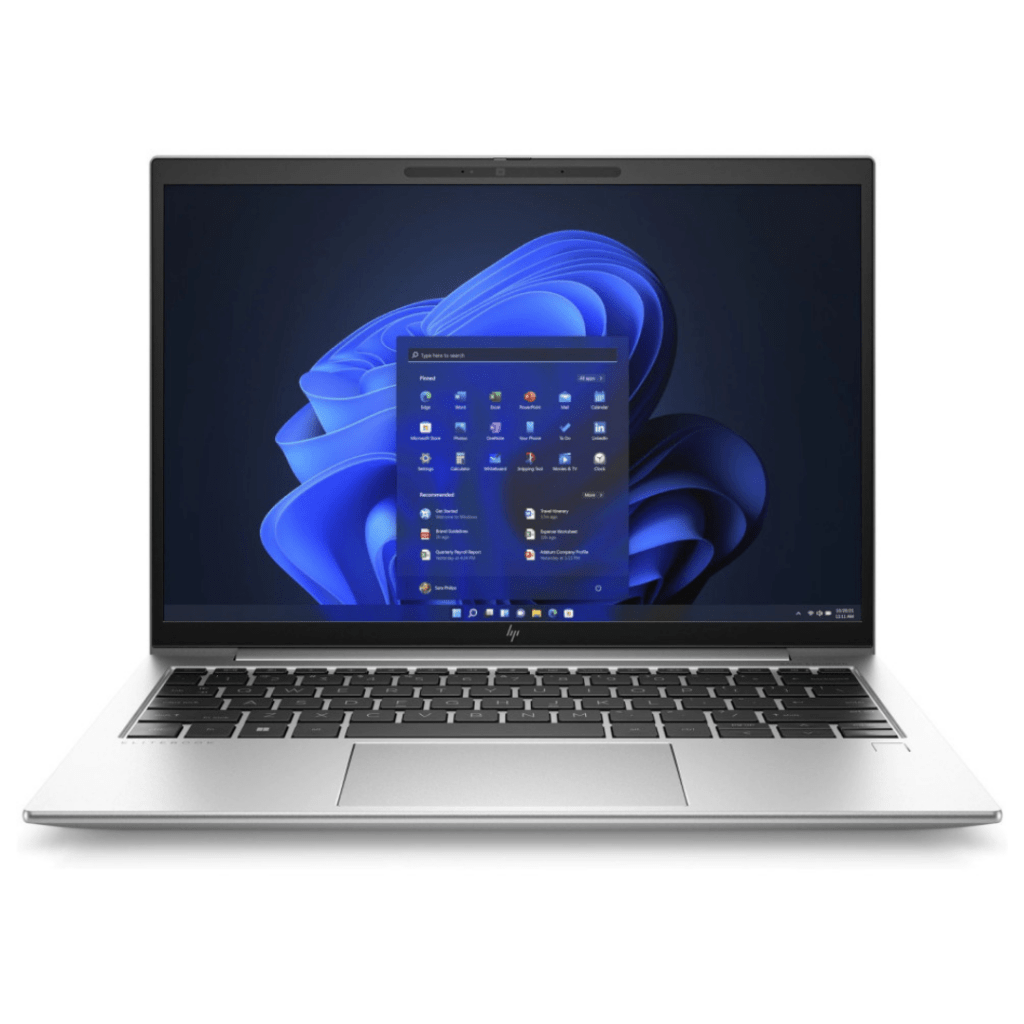 Vue de face du HP EliteBook 830 G9 montrant l'écran Full HD et le clavier rétroéclairé