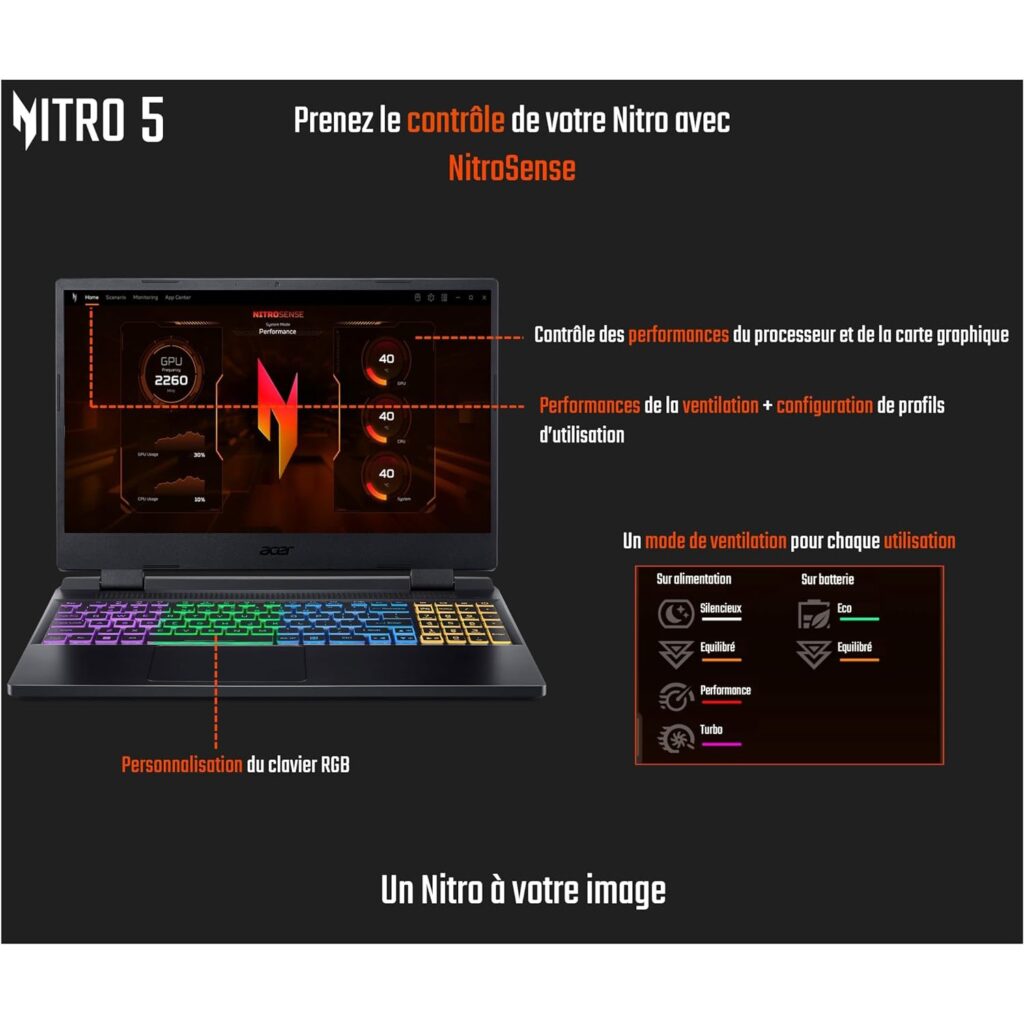 Acer Nitro 5 utilisé pour jouer à des jeux vidéo haute performance