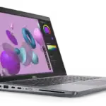 Dell Precision 3480 i7 ouvert montrant l’écran allumé et le clavier avec pavé tactile.