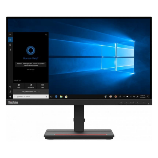 Moniteur Lenovo avec une base réglable en hauteur pour un confort ergonomique.