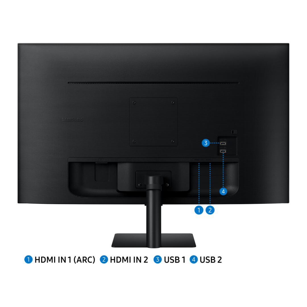 Connecteurs HDMI de l'écran intelligent Samsung M5, prêt à se connecter à divers appareils.