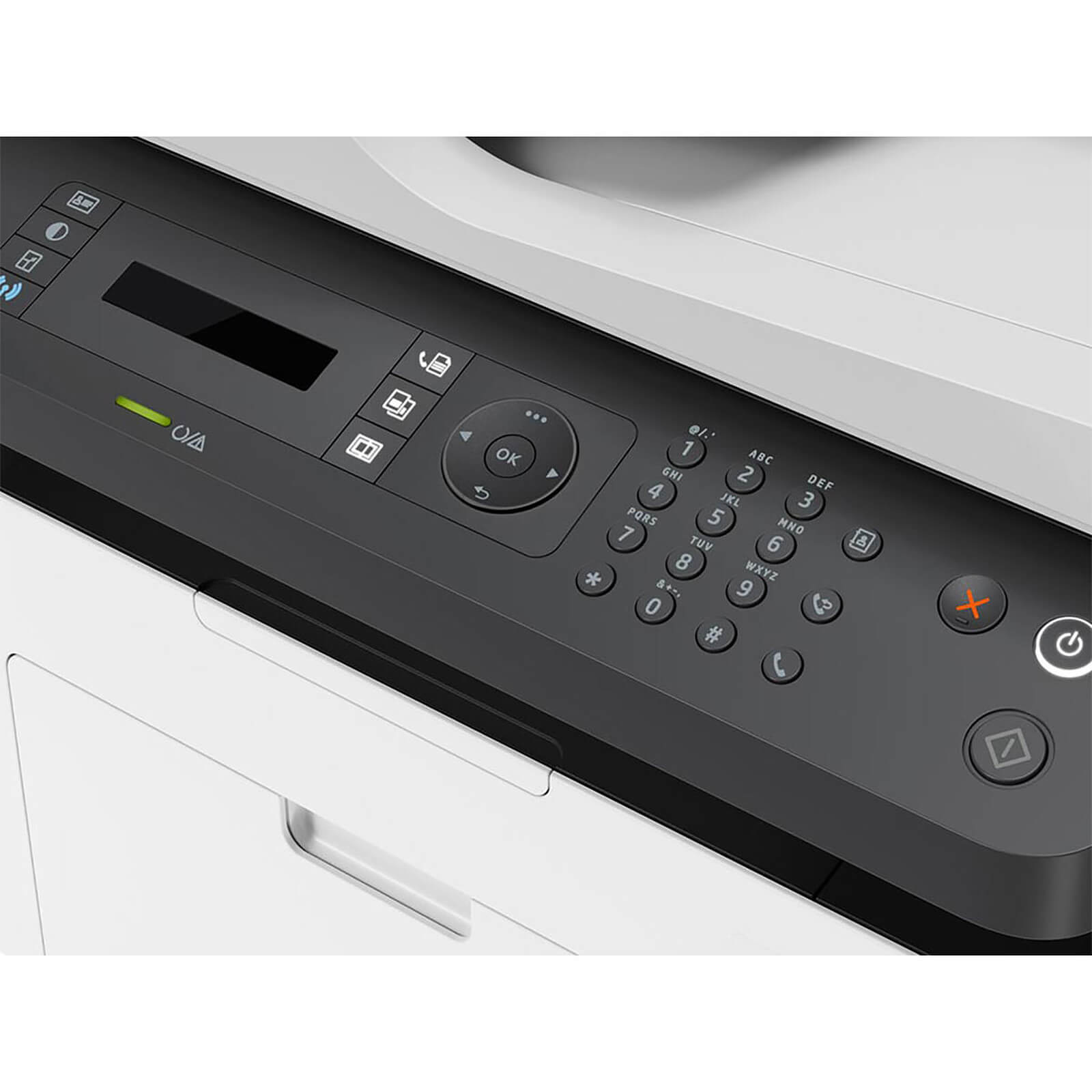 Vue complète de l’imprimante HP 137fnw LaserJet Pro avec ses fonctions multifonctions : impression, copie, numérisation et télécopie