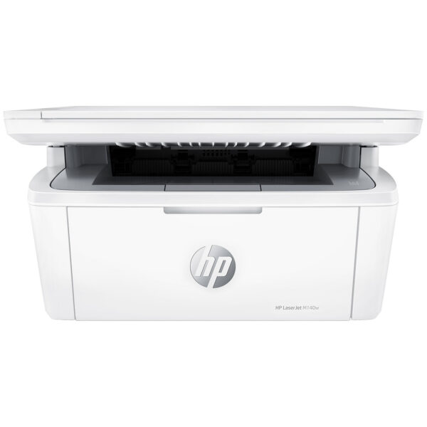 Imprimante HP LaserJet M141w connectée à un smartphone via Wi-Fi.