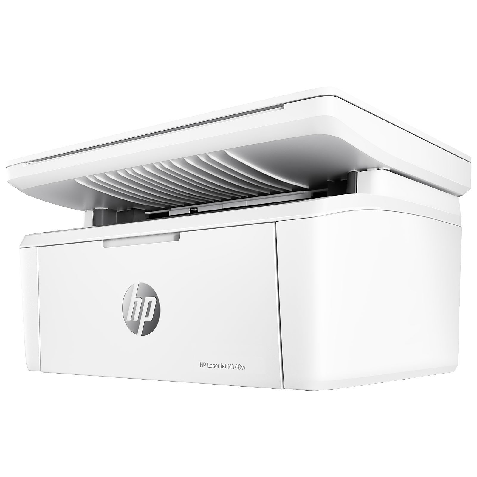 Imprimante HP LaserJet M141w connectée à un smartphone via Wi-Fi.