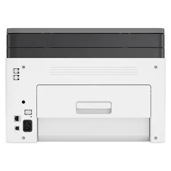 Vue complète de l’imprimante HP Laser Color MFP 178nw posée sur un bureau