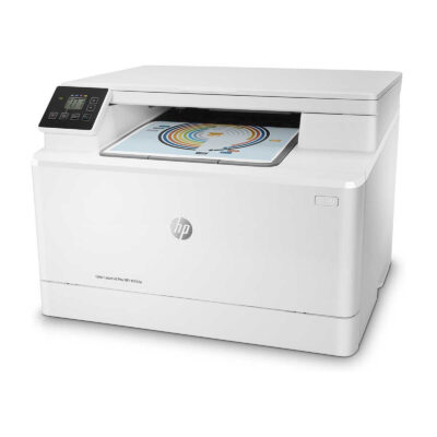 Imprimante HP LaserJet Pro M182n multifonction avec connectivité mobile.