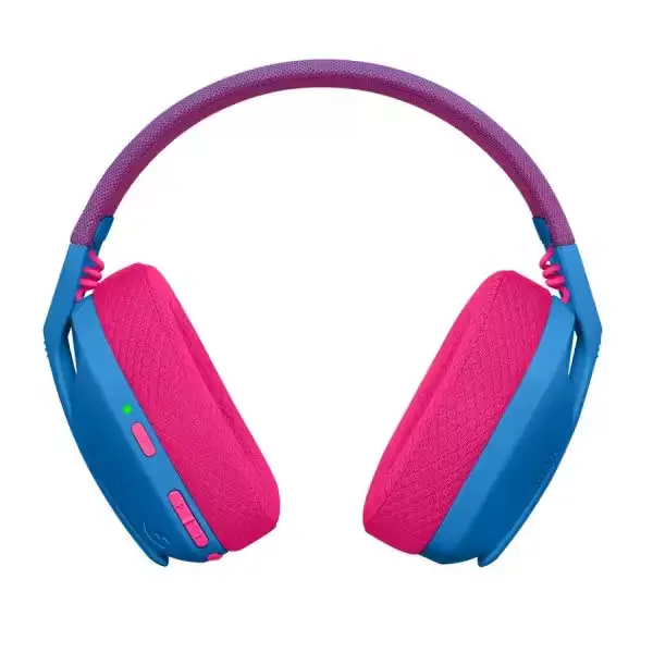 Casque sans fil Logitech G435 Bluetooth bleu, vue avant.