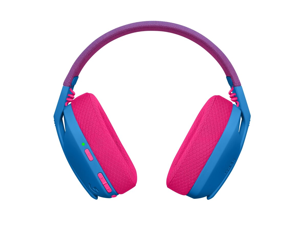 Casque sans fil Logitech G435 Bluetooth bleu, vue avant.