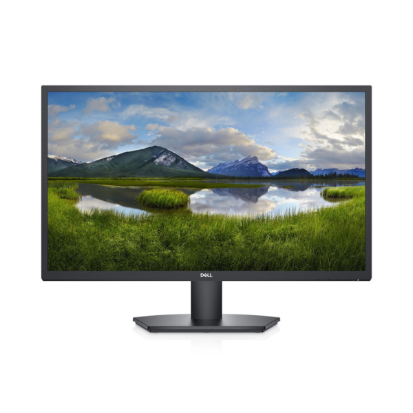 Moniteur DELL SE2722H affichant une image nette et lumineuse sur un bureau moderne.