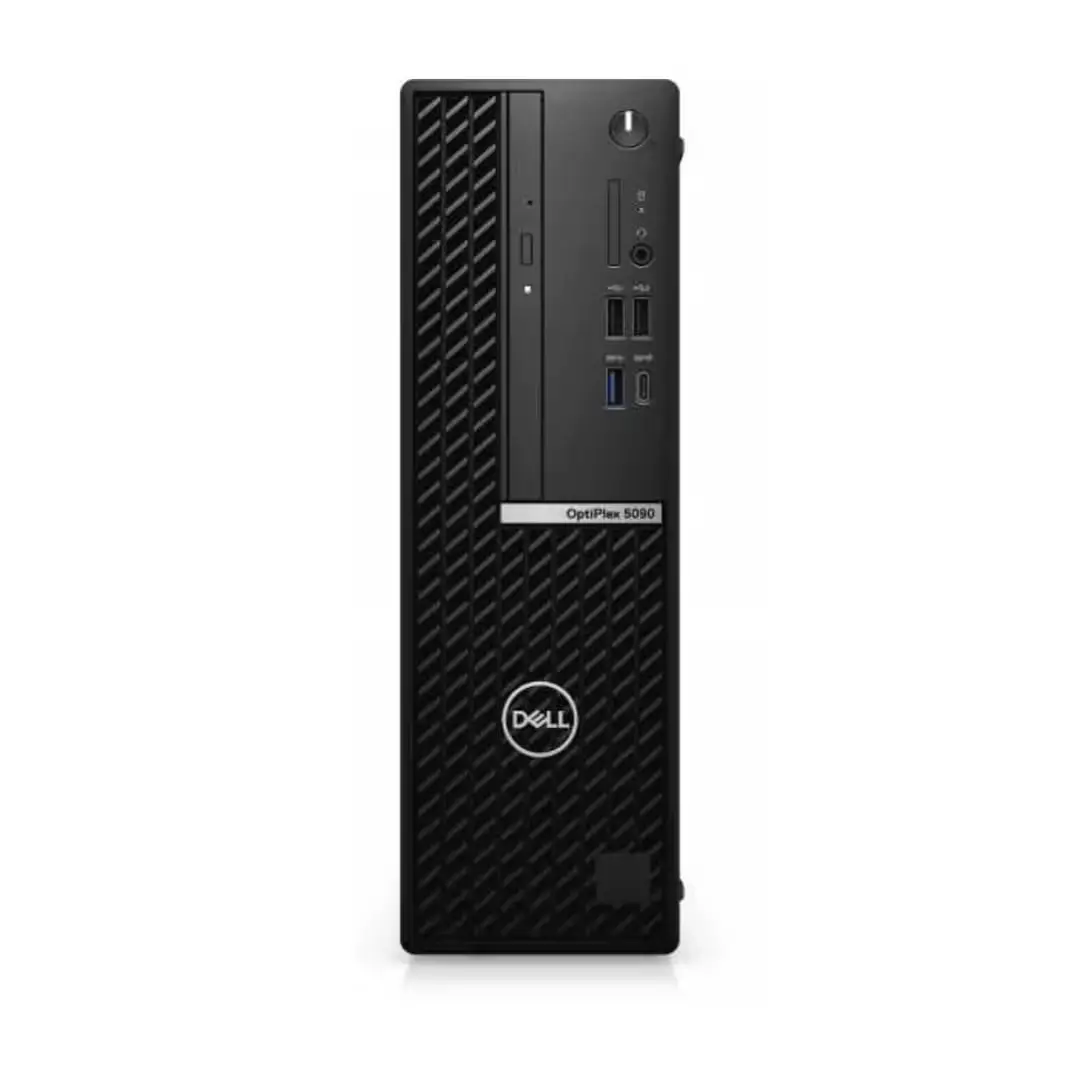 Vue de face de l'ordinateur de bureau Dell Optiplex 5090 i5, design compact et moderne.