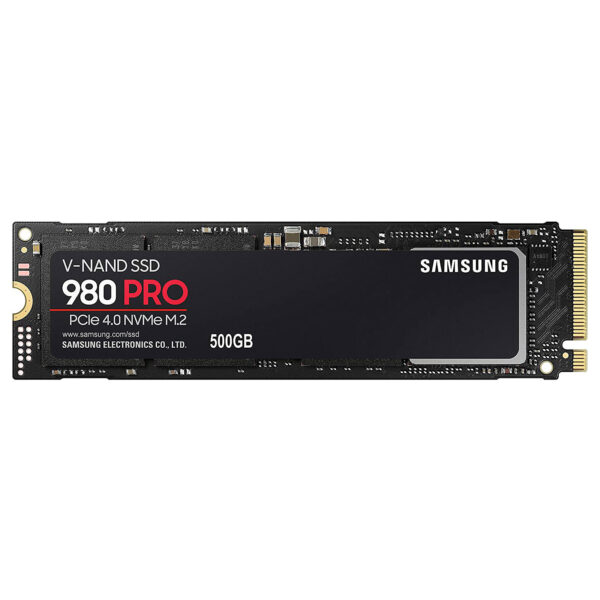 Disque dur Samsung SSD 980 PRO M.2 500 Go vu de face.