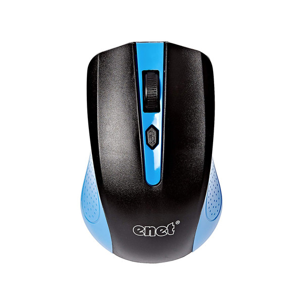 Souris ENET G-211 Bleu avec récepteur USB, vue rapprochée.