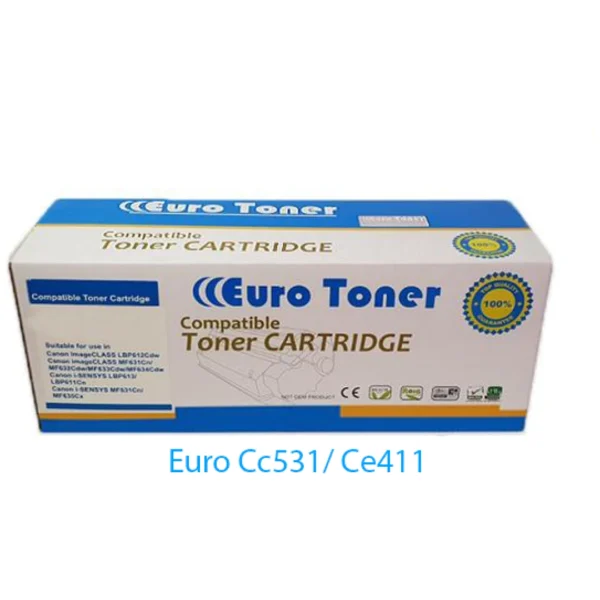 Toner EURO CC531/CE411 Cyan Compatible HP dans sa boîte