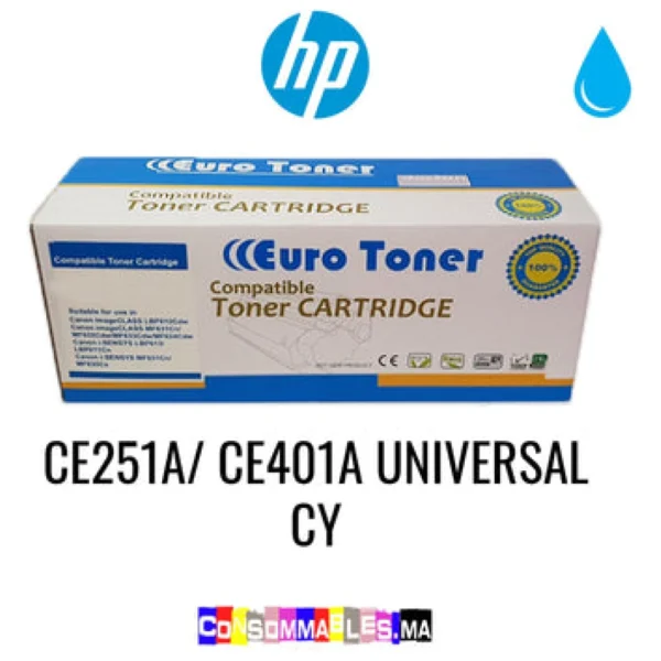 Cartouche toner compatible HP CE401A bleu