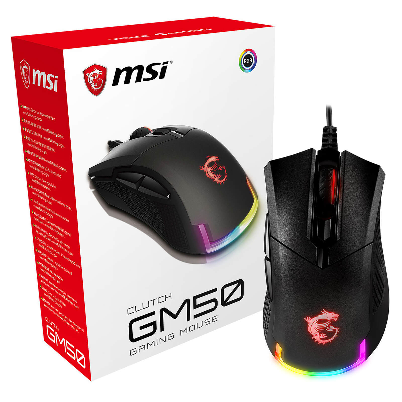 Souris gaming MSI Clutch GM50 avec rétro-éclairage RGB.