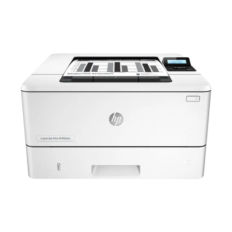 Vue d'ensemble de l'imprimante HP LaserJet Pro M402dn, avec son design élégant et ses fonctionnalités de réseau intégrées.