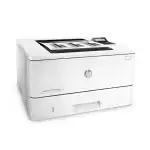 Vue du bac à papier de l'imprimante HP LaserJet Pro M402dn, montrant la capacité d'alimentation de papier de 250 feuilles pour un usage prolongé.