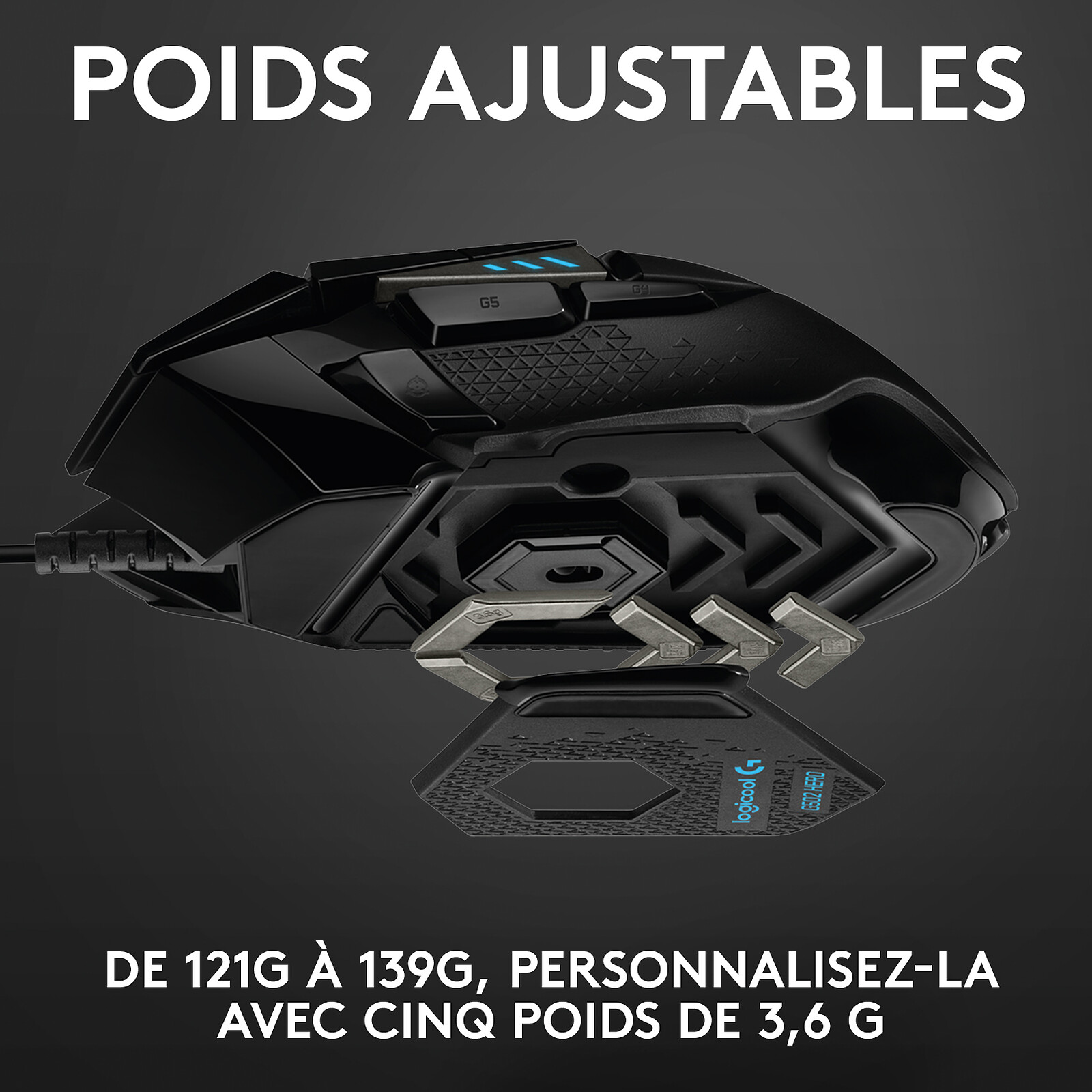 Logitech souris filaire G502 Hero, capteur optique 25 600 DPI pour gamer droitier