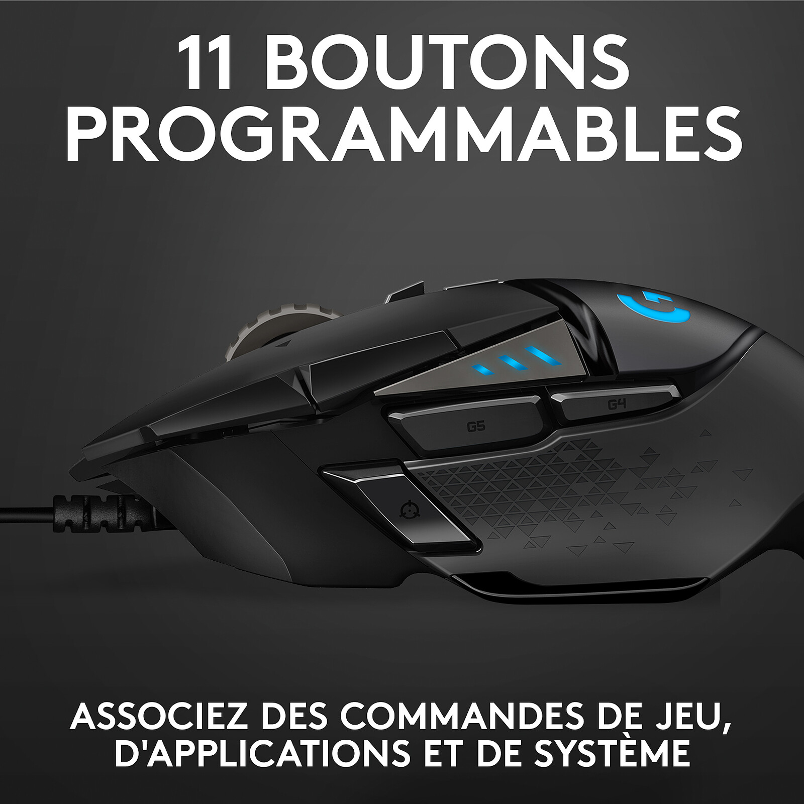 Logitech souris filaire G502 Hero, capteur optique 25 600 DPI pour gamer droitier