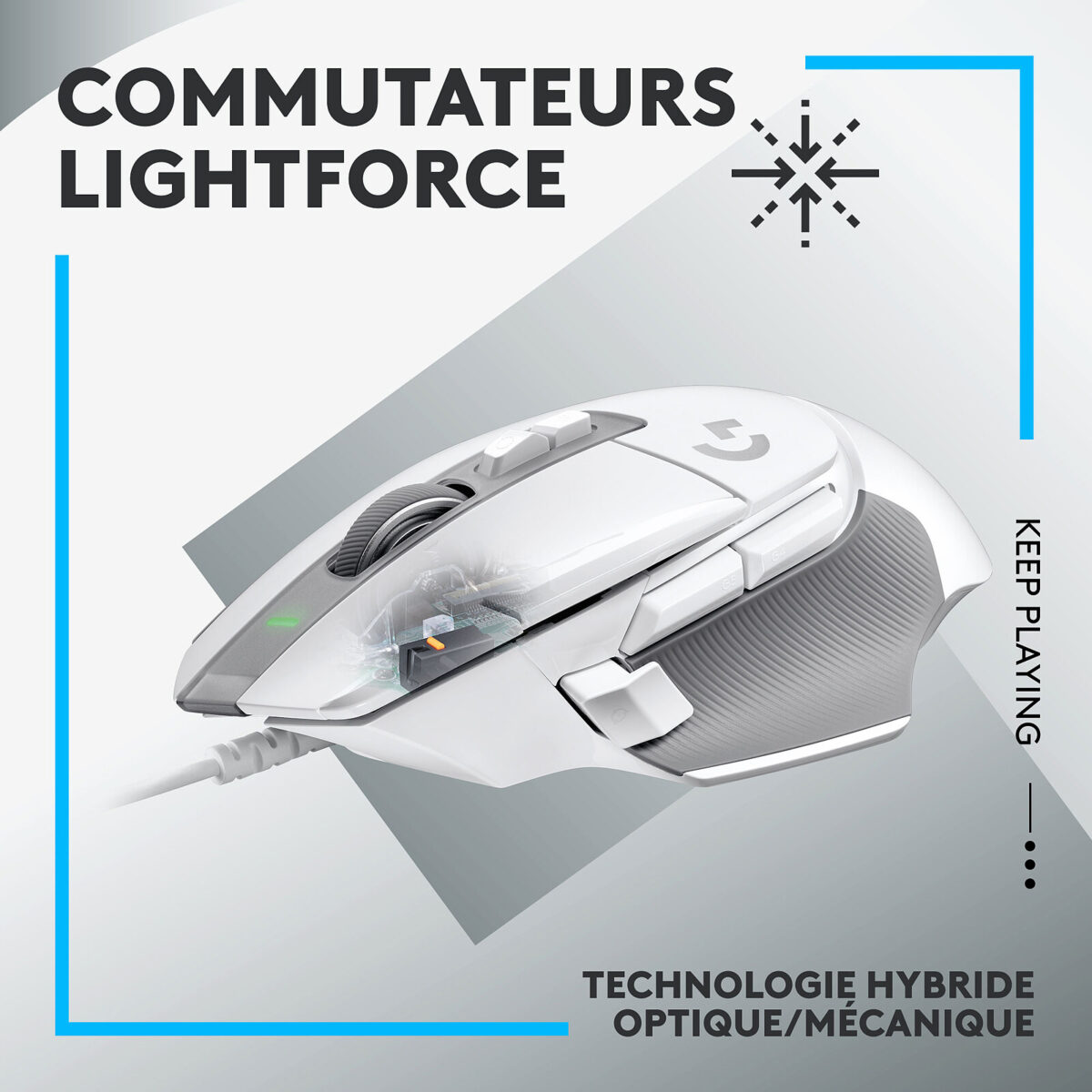 Logitech Souris Filaire G502X Blanc pour Droitiers avec capteur optique 25000 dpi.