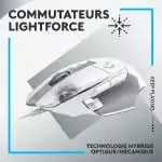 Logitech Souris Filaire G502X Blanc pour Droitiers avec capteur optique 25000 dpi.