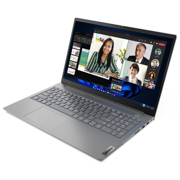 Gros plan sur le clavier rétroéclairé du Lenovo ThinkBook i7-1255U avec lecteur d’empreintes.