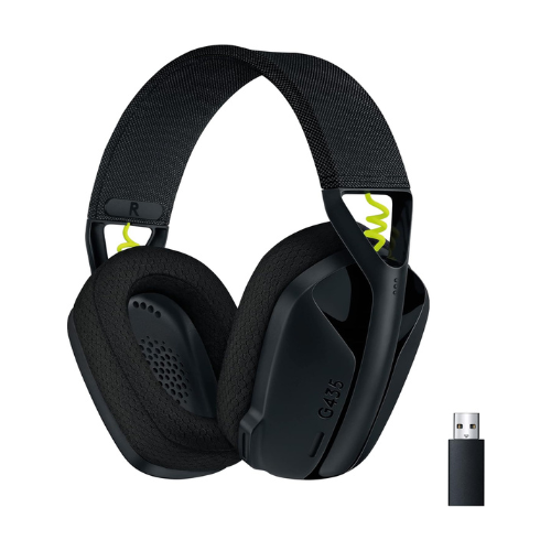 Casque Logitech G435 sans fil Bluetooth noir, confort et performance pour les gamers.