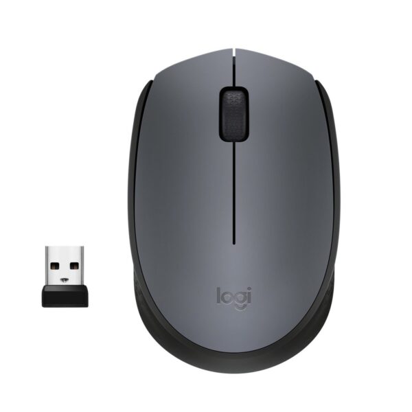 Souris sans fil Logitech M170 Grey-K ergonomique et ambidextre avec connexion RF stable et capteur optique 1000 DPI.