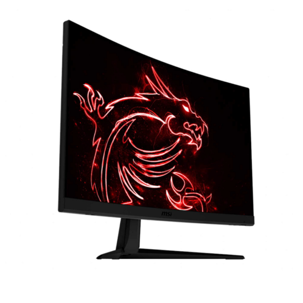 Écran MSI OPTIX G24C6 avec courbure 1500R, affichant une scène de jeu intense.