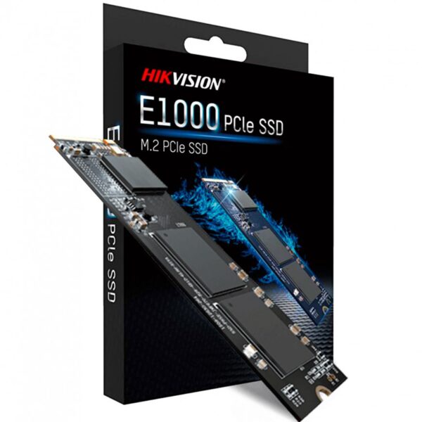 Vue rapprochée du SSD HIKVISION E1000 512Go M.2 PCIe NVMe.