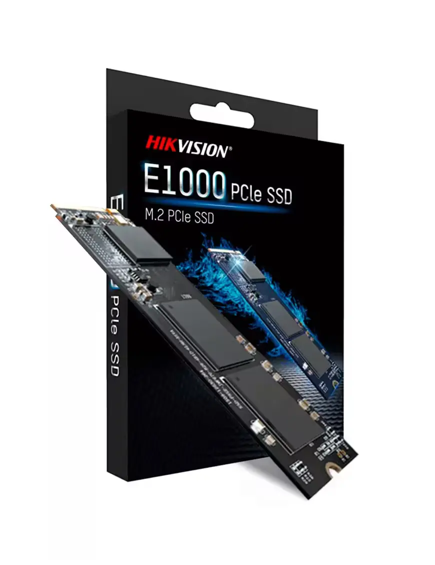 Vue rapprochée du SSD HIKVISION E1000 512Go M.2 PCIe NVMe.