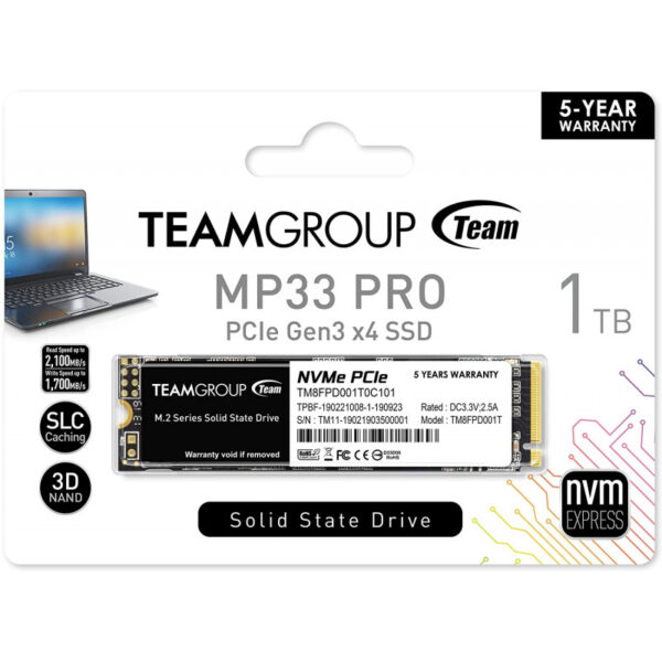 SSD TEAMGROUP 1 To M.2 installé dans un PC portable, optimisant la vitesse et les performances du système.