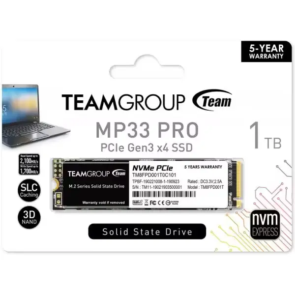 Connectique M.2 PCIe 3.0 x4 du SSD TEAMGROUP, assurant une installation rapide et une compatibilité étendue.