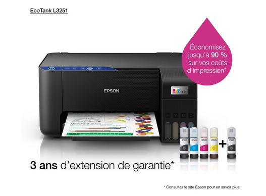 Imprimante Epson Ecotank L3251 avec réservoirs rechargeables et Wi-Fi