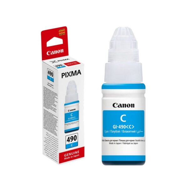 Canon GI-490 Cyan – Bouteille d’encre 70 ml, compatible avec imprimantes Canon.