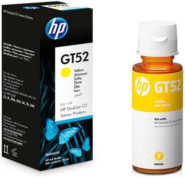 Bouteille d'encre HP GT52 Jaune – 70ml pour imprimante